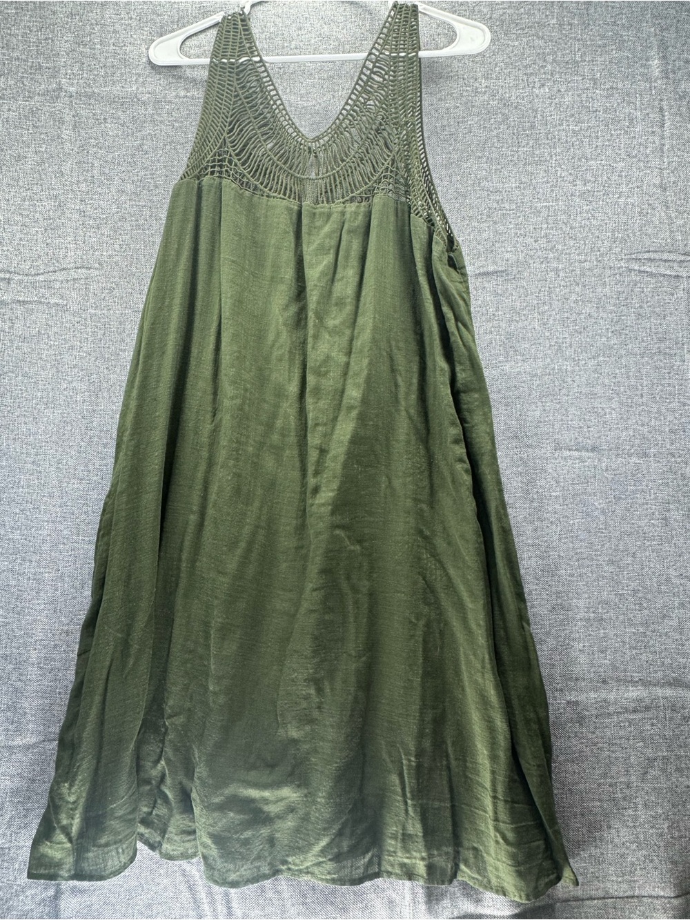 Merona Olive Green Crochet Yoke Maxi Dress